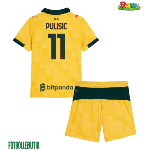 AC Milan Christian Pulisic #11 Tredjeställ Barn 2025-26 Kortärmad (+ Korta byxor)